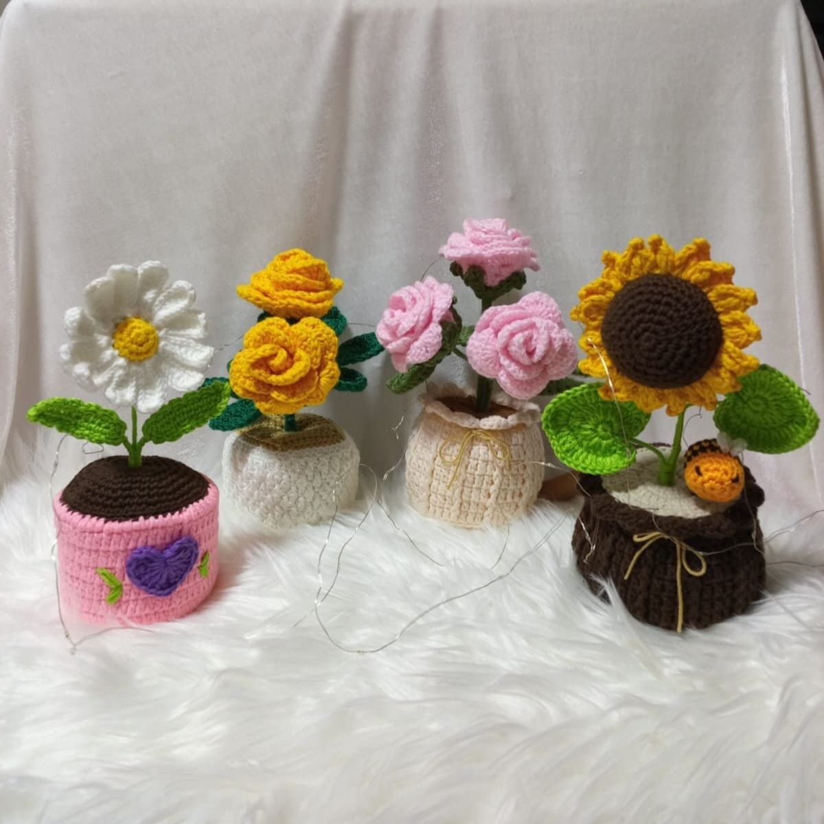 Macetas tejidas en crochet