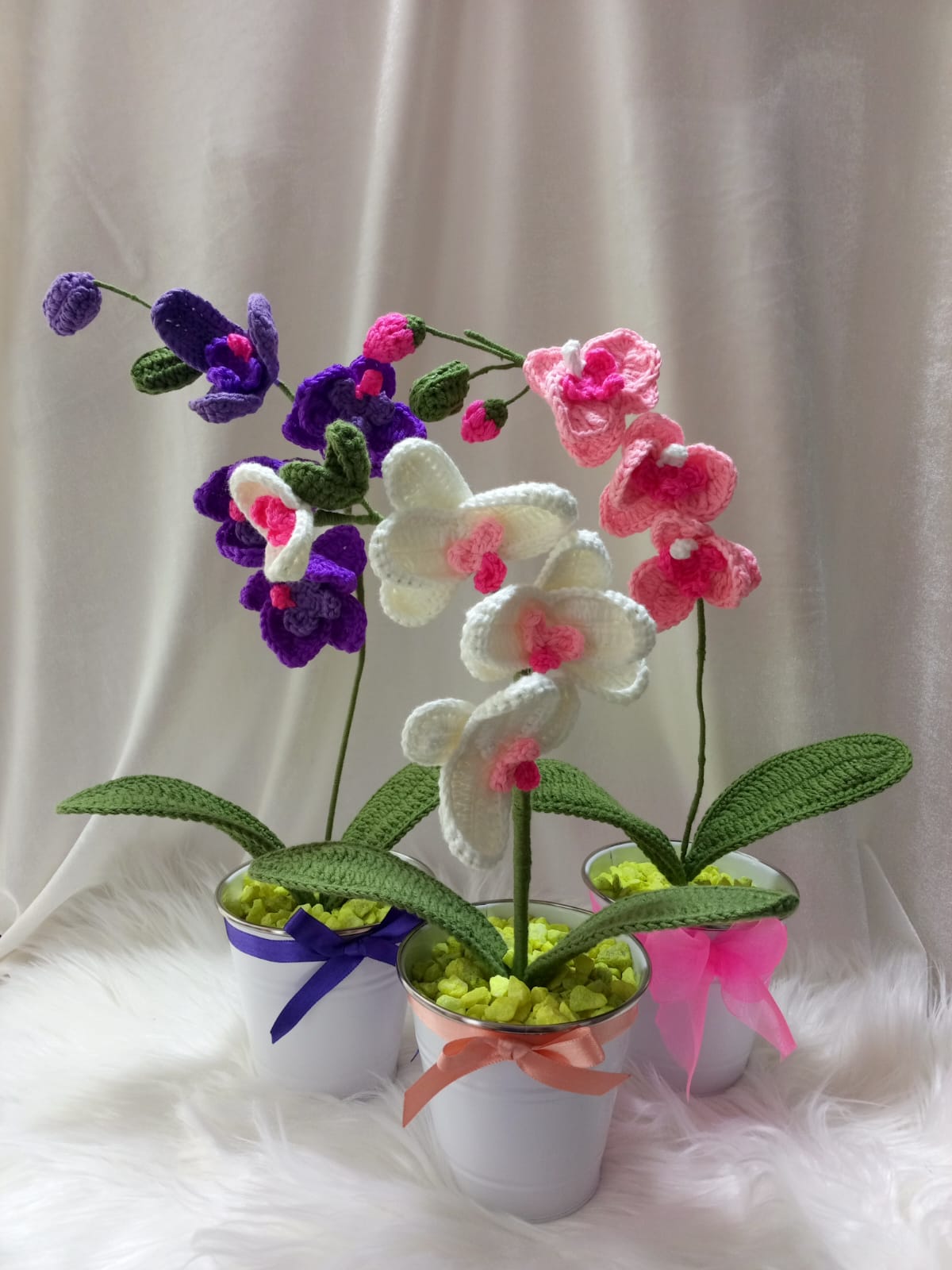 Orquídeas tejidas en crochet